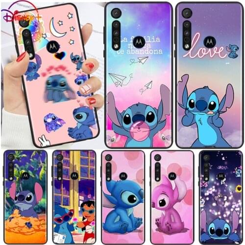 Stitch Little Monster For Motorola G9 G8 G Edge One E7 E6 Power Lite Marco Hyper Fusion Plus Play Black Soft Phone Case TPU