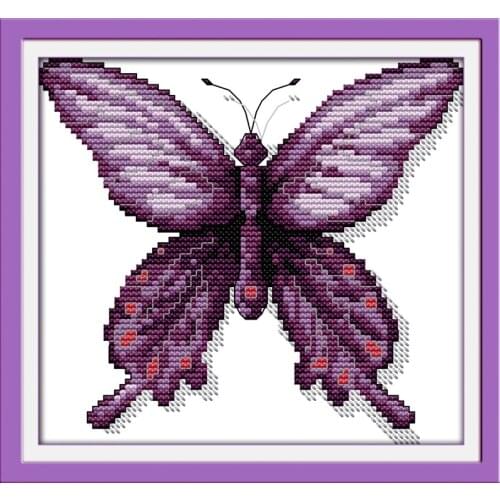 A purple butterfly cross stitch kit animal 18ct 14ct 11ct count print canvas stitching embroidery DIY handmade needlework plus