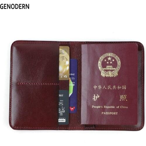 GENODERN New Passport Cover Vegetable Tanned Leather Travel Wallet for Men Vintage Passport Holder for Women Passport Holders