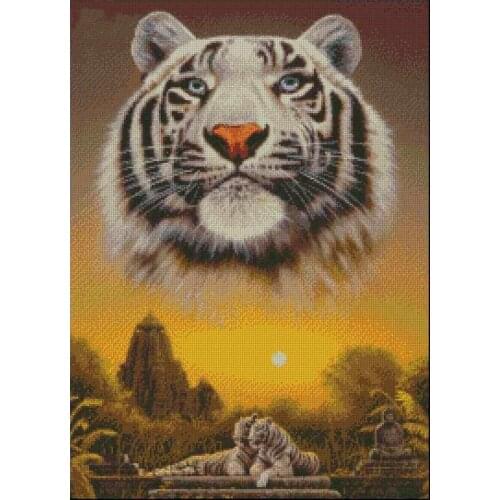 Majestic Tigers Animal Cross Stitch Kits Crafts Top Quality Embroidery Needlework DIY 14CT Unprinted Decor Handmade