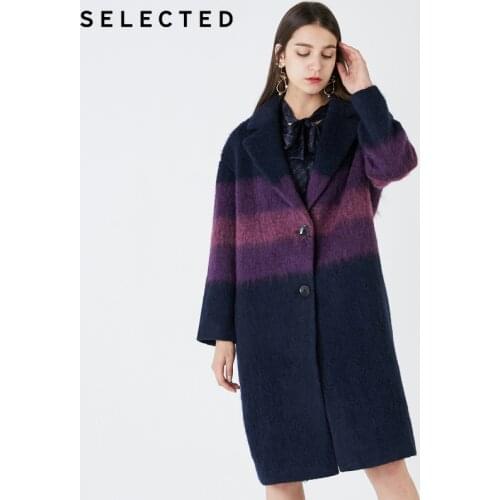 SELECTED Retro Woolen Gradient Outwear Women Lapel Loose Wool Coat S|419427504