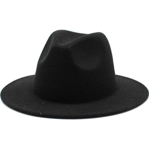 Large Brim Fedora Felt Top Hat Mens Fedora Trilby Vintage Felt Wide Brim Bucket Hats Man For Men Women Swanowing