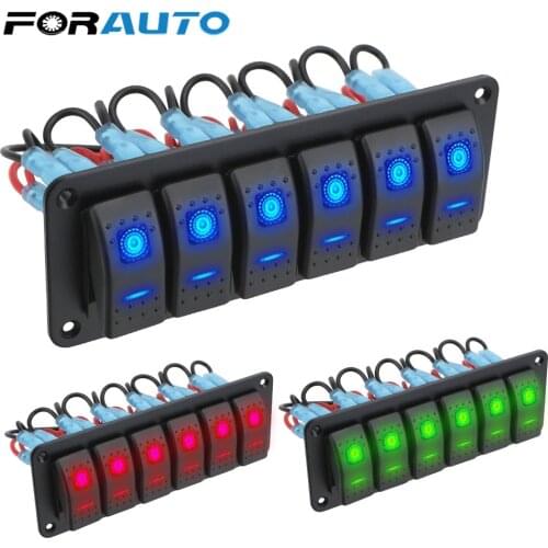 LED Toggle Switch Panel Waterproof 12/24V 6 Gang for Marine Caravan RV ON-OFF Rocker Switch Panel Double Light Switch