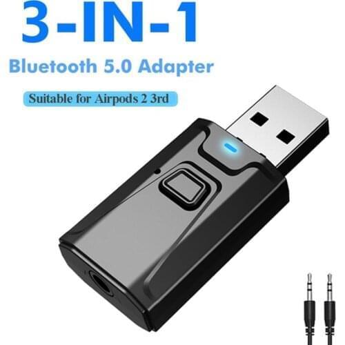 USB Bluetooth 5.0 Transmitter Receiver Mic 3 in 1 EDR Adapter Dongle 3.5mm AUX For TV PC Headphones Home Stereo Car HIFI Audio