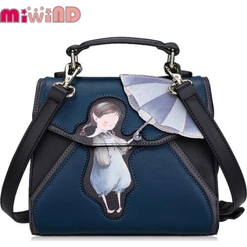 SJ Brand Women Shoulder Bag Female Messenger Bag Handbags Totes Braccialini Brand Style Handicraft Art Cartoon Umbrella Girl