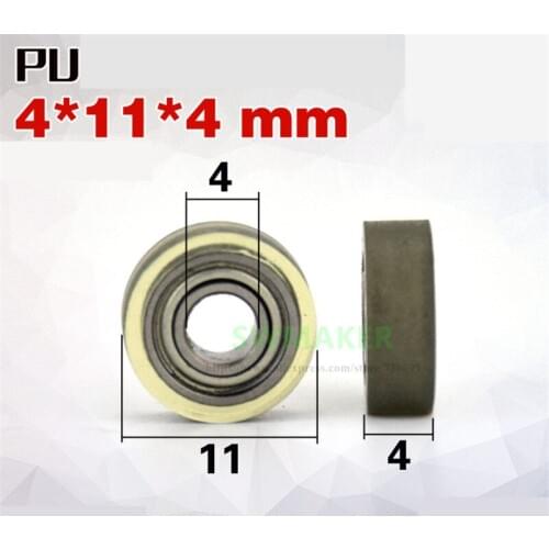 1pcs 4*11*4mm super silent polyurethane 684zz pack rubber bearing, forming bearing, rolling wheel, /PU pulley