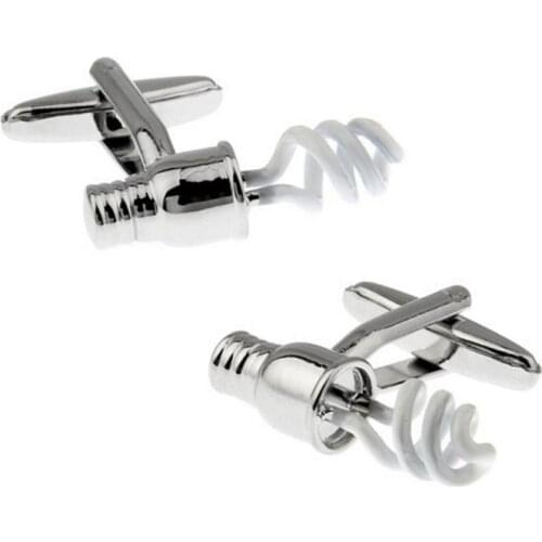 10pairs/lot Silver White Energy Saving Lamp Bulb Cufflinks Cuff Links Shirt Cuff Button Mens Jewelry Accessory Gift