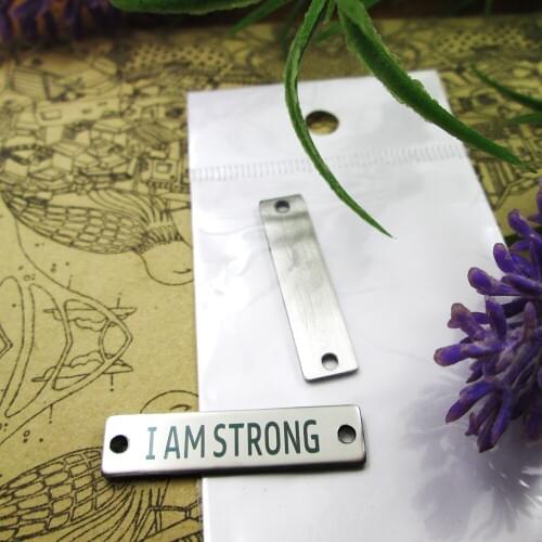 20pcs--I Am strong Connector stainless steel charms more style for choosing DIY Charms pendants for necklace 30x7mm