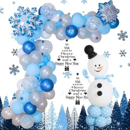 130pcs Feozen Theme Balloons Set Snowflake Balloons Garland Arch Kit Christmas Balloon Party Decor Baby Shower Kid Girl Birthday