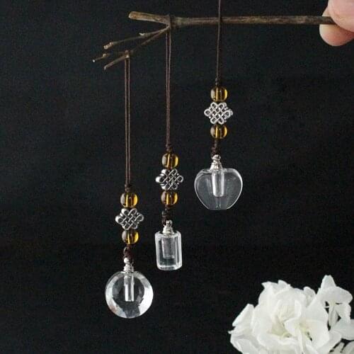 2PCS Clear Crystal Vial Cellphone strap Perfume vials Bag keyring Essential Oil Bottle Pendant Jewelry Gift