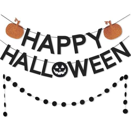 3Pcs/Set Happy Halloween Banner Hard Paper Hanging Flag Banner Decoration Halloween Party Supplies Alphabet Banner