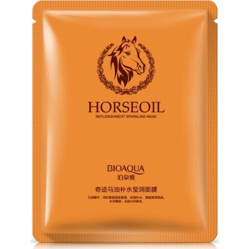 5pcs BIOAQUA Horse Oil Hydrating Facial Mask Moisturizing Nourishing Oil Control Anti acne Face Masks Skin Care Peel Mask 30g