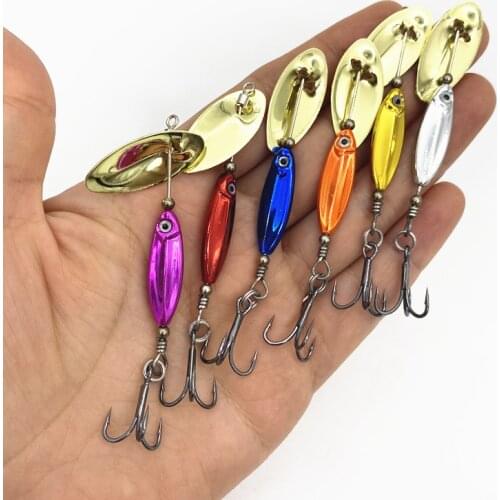 6Pcs*7g Fishing Sequin Spoon Lure Wobbler Fishing BuzzBait Lure Brass Spinner Bait Jig Treble Hook Iscas Carp Bass Pike Fish