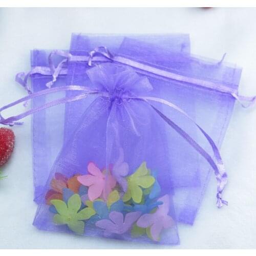 25x35cm (9.8"x13.7") 100pcs Purple Large Drawstring Christmas Organza Gift Bags Jewelry Packing Pouch Sweet Organza Bags