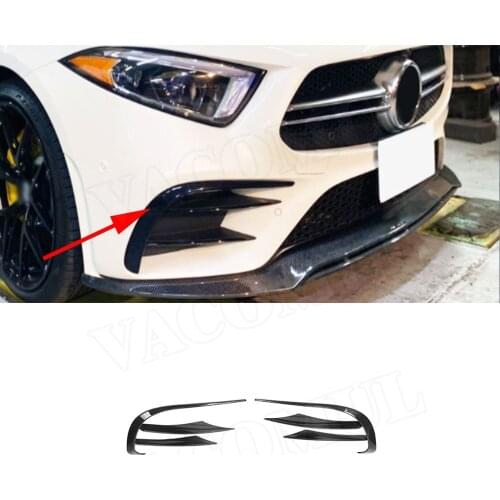 Car Front Bumper Fog Lamp Covers Trim for Mercedes Benz CLS Class C257 CLS260 300 350 2019UP Front Canards Fins Carbon Fiber/FRP