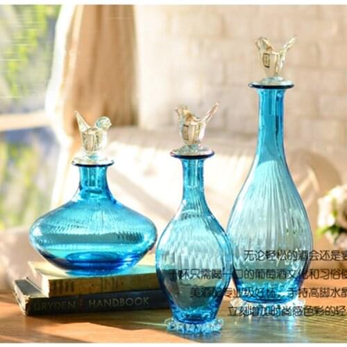Home goods home American country Xia Kelin blue glass storage tank Canister wholesale decorative handicrafts
