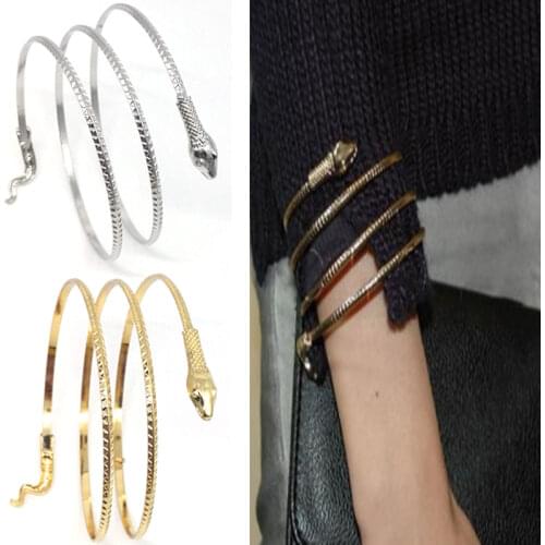 New Punk Fashion Coiled Snake Spiral Upper Arm Cuff Armlet Armband Bangle Bracelet Men Jewelry for Women Party Barcelets Cool