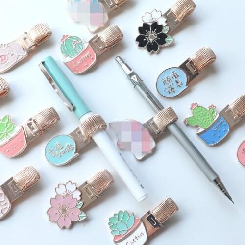 1 Pc Cute Cherry Cactus Pig Metal Pen Holder Clip Doctors Nurse Pocket Pen Holder with Metal Spring Clip Stationery Gifts