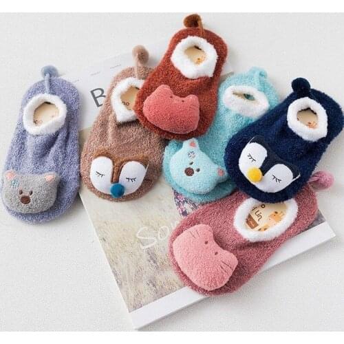 Baby Socks Winter Thick Warm Newborn Cotton Boys Girls Cute Toddler Socks Baby Non-slip Cartoon Animal Infant Sock Kids Socks
