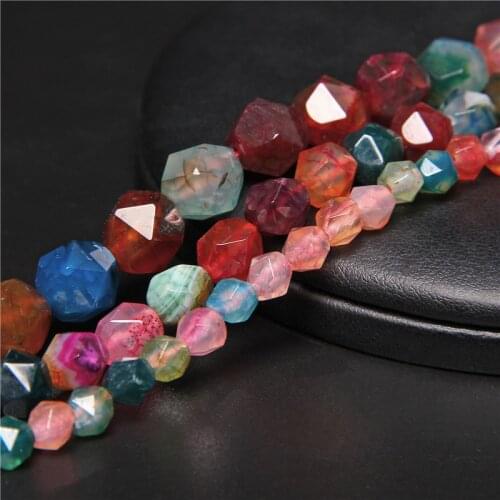Dragon Agat Colorful Gemstone Faceted Agates Loose Spacer Beads For Jewelry Making Necklace Bracelets Charms Accessories DIY