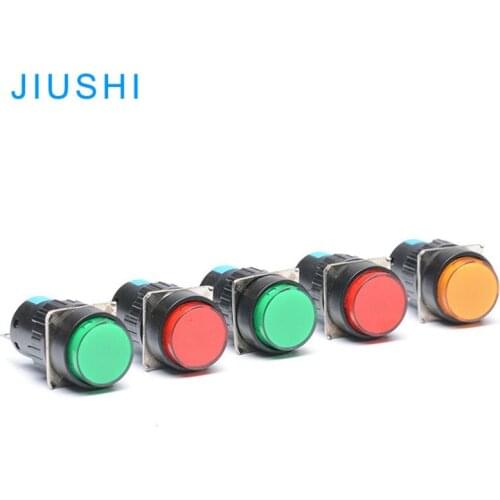 LA16Y-11 round high head self reset push button switch 1NO 1NC 3pin 16mm hole circle diameter red green yellow blue white black
