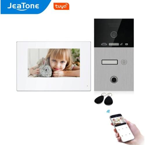 Jeatone Tuya Smart IP Video Doorbell for Apartment Intercom with 170° Viewing Degree Door Phone Fingerprint/Cards/Screen Unlcok