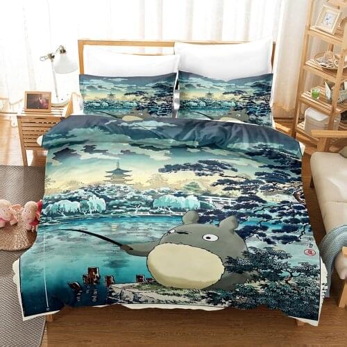 Cartoon Totoro Kids Bedding Set Anime Fashion 3d Duvet Cover Sets Comforter Bed Linen Twin Queen King Single Size Luxury Gift