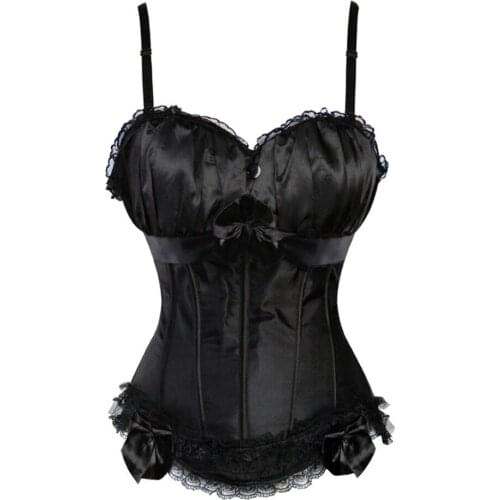 Fashion Sexy Satin Adjustable Shoulder Straps Side Zipper Overbust Corset Women Body Shaping Underwear Cup Tops S-6XL