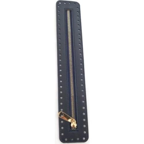 Skinned Zipper New Model Dark Blue 30 cm Light Gold