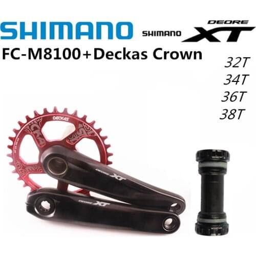 SHIMANO XT M8100 12s MTB Crankset Mountain Bike Bicycle1x12Speed 170mm175mm Deckas 32T 34T 36T 38T BB52 Bottom Bracket Pedivela