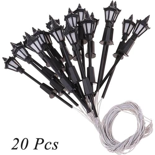 20Pcs Mini Single Head Led Light Micro Landscape Decoration Miniature Model Street Light Fairy Garden Buildings Scenery Lamppost