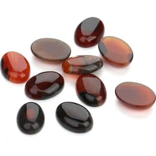 Fashion 10pcs Natural Bulk Red Stone Beads 10x14mm 13x18mm 18x25mm CAB Flat Back Oval Cabochon Stone Beads for Jewelry Making