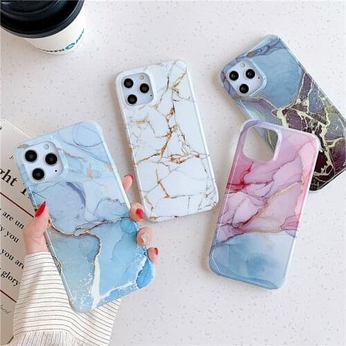Fashion Golden Marble Anti-fall Case for iPhone 11 X XS XR 11 Pro Max 6 6s 7 8 Plus SE 2020 Covers Soft Silicone IMD Phone Cases