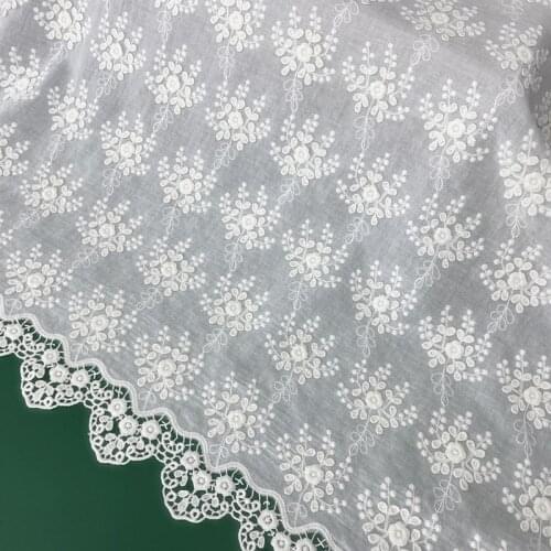 Milky-white Cotton Cloth Hollow-out Milk-silk 3D Embroiderd Lace Fabric Handmade DIY Clothes Sewing Accessories Width130cm 1Yard