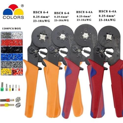 Tubular terminal crimping tools mini electrical pliers HSC8 6-4/6-6A 0.25-6mm2 23-10AWG HSC8 16-4 4-16mmhigh precision clamp set