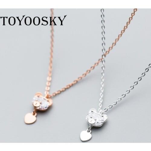 New Arrival 925 Sterling Silver Necklace Female Girls Bear Necklace Cute Animal Short Clavicle Women Fashion Jewelry for Gift