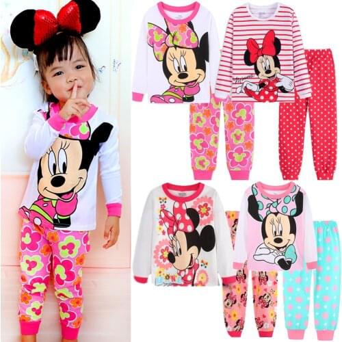 Autumn New Childrens Clothing Sets Sleepwear Clothes Kids Minnie Collection Pajamas Set Baby Girls Pijamas Cotton Pyjamas 1-7Y