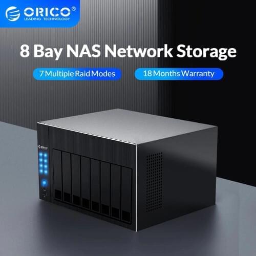 ORICO OS Series NAS 2.5" 3.5" Hard Drive Enclosure 8 Bay Network Attached Storage with RAID Gen7 SATA to USB3.0 HDD Case