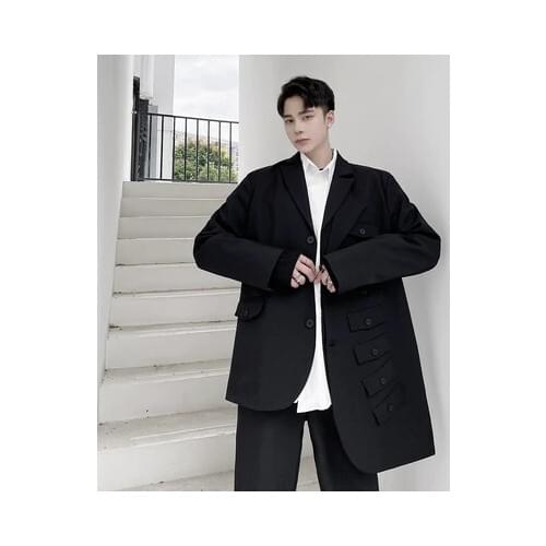 Stylist original suit mens irregular hemline design feeling minority mens fashion Korean version of the jacket