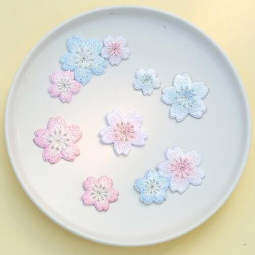 Self-adhesive New Flower Embroidery Ironing Patches for Clothing Sew Iron on Clothes Sticker Pink Blue Cherry Blossoms Appliques