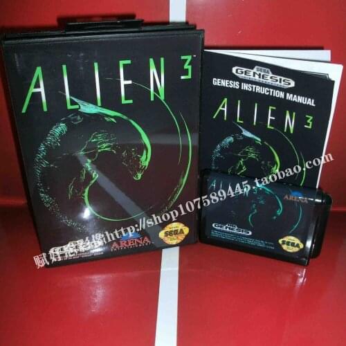 Sega MD game - Alien 3 with Box and Manual for 16 bit Sega MD game Cartridge Megadrive Genesis system