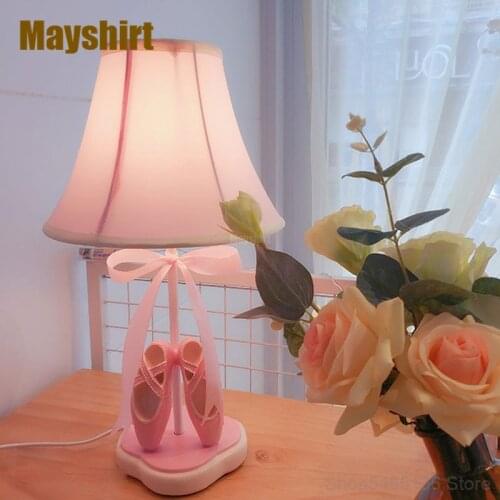 Nordic Pink Dance Shoes Table Lamp Art Deco Childrens Room Desk Lamp Bedside Lamp Princess Girl Bedroom Deco Led Light Fixture