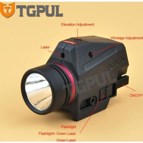TGPUL Tactical Red Laser Flashlight Combo White Light 200 Lumens Flashlight Picatinny Rail Mount for Hunting Pistols Glock