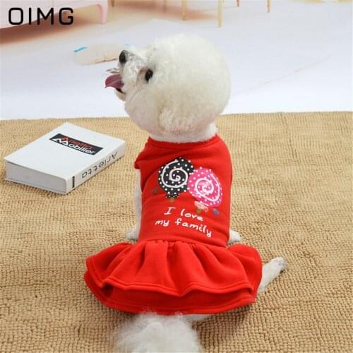 OIMG Warm Fleece Pet Dog Dresses For Small Dogs Clothes Winter Princess Sweet Puppy Cat Dress Pomeranian Pets Clothing Skirts