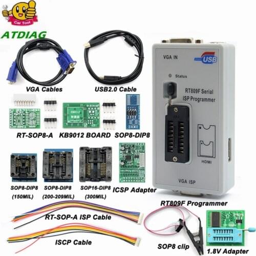 Overseas Hot selling RT809F ISP LCD Programmer +11 Adapters internal high-speed MCU Universal Programmer