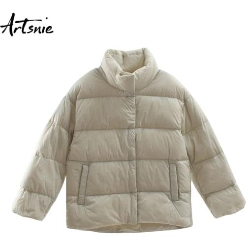 Artsnie streetwear casual turtleneck women parkas winter 2019 long sleeve sustans coats zipper double pockets warm parkas female