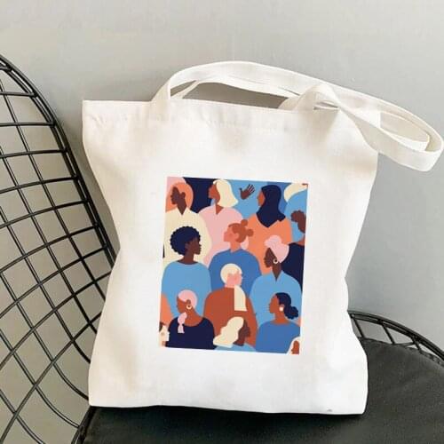 Shopper Girl Power Colorful feminist Bag Harajuku women Shopping Bag Canvas Shopper Bag girl handbag Tote Bag Shoulder Lady Bag