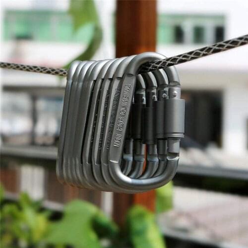 6pcs No. 8 D-type Carabiner Keychain Aluminum Alloy Bold Long Nut Carabiner Buckle With Screw Lock for Camping And Fishing