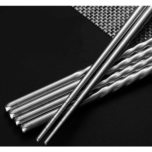 1pair Chinese Metal Ribbing Chopsticks Non-Slip Stainless Steel Chop Sticks Set Reusable Food Sticks Kitchen Sushi Sticks 38.7cm