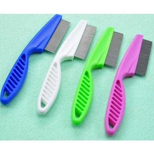 1Pcs Flea Comb Hair Grooming Combs Cleaning Tool Pet Animal Care Portable Stainless Steel Pure Color for Cat Dog Lice Brush